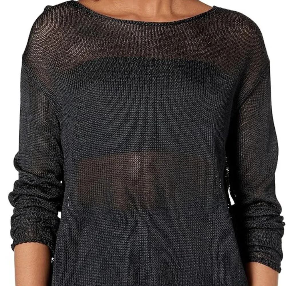Vince Lightweight Boat Neck Women's Shiny Pullover Size S